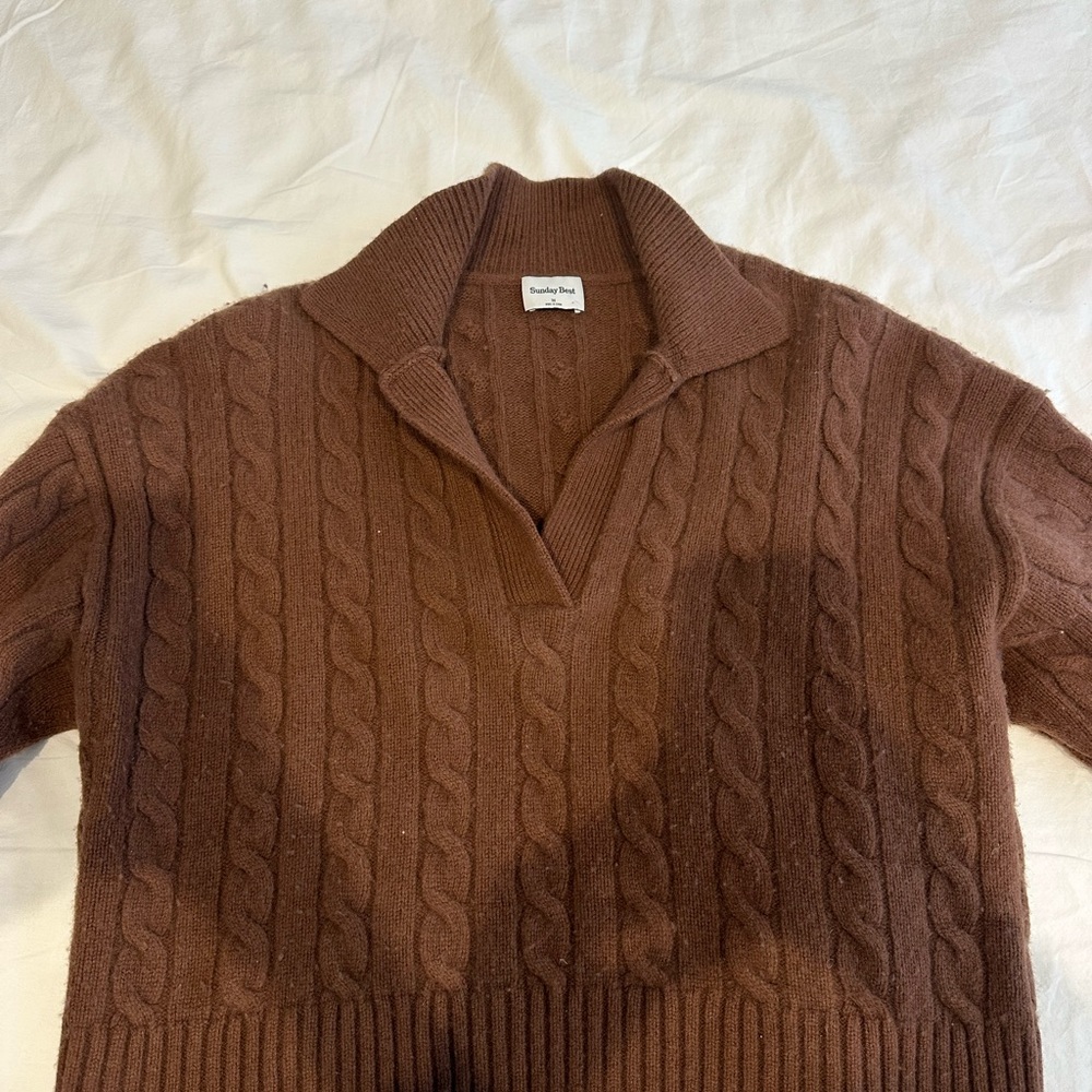 Brown Cable Knit Sweater
